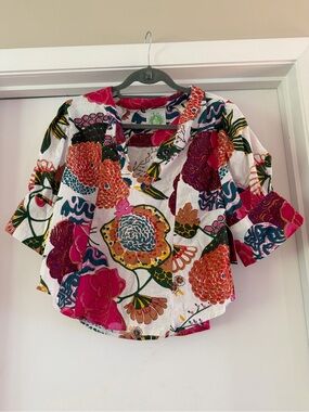 Maya’s Mahal Colorful Floral Boho Blouse L/XL | Boutique Tunic Top